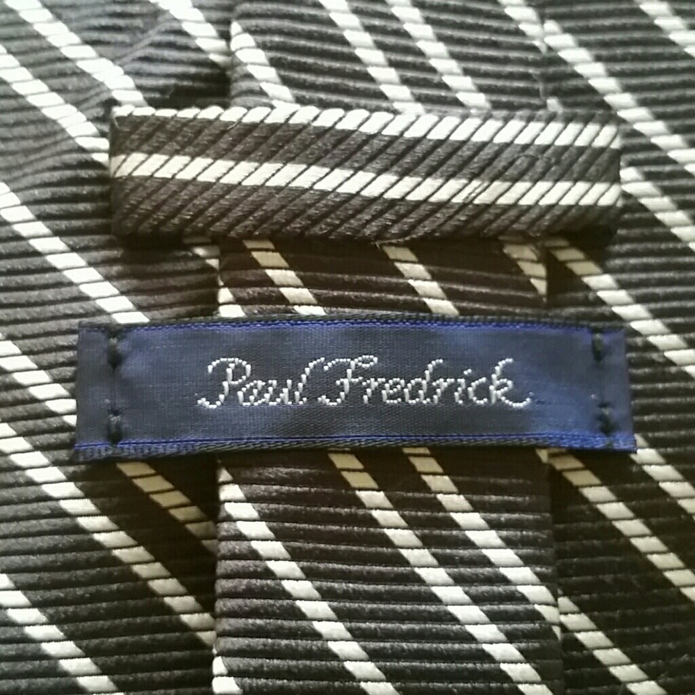 Dark Brown with Beige Stripes Paul Frederick Tie